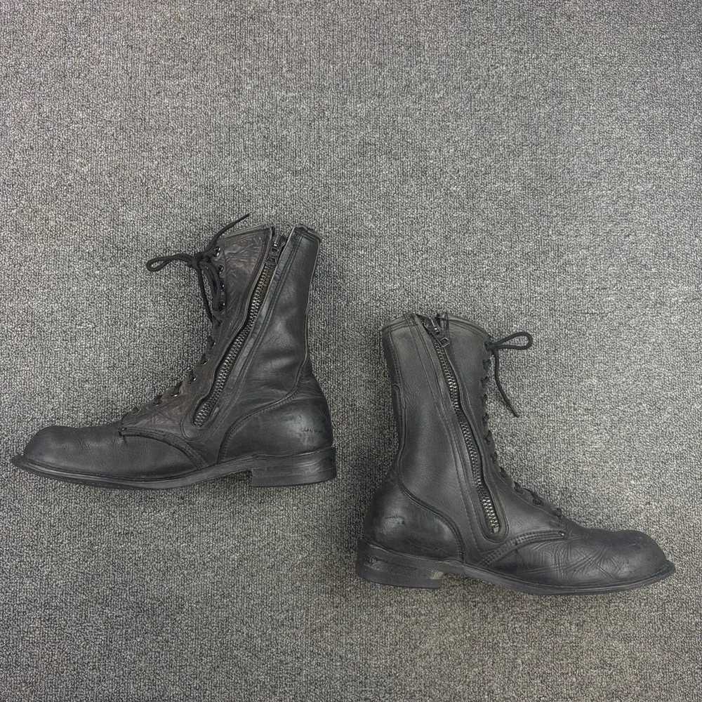 Harley Davidson 98417 Mens 12 Black Leather Side Zip Lace Up Motorcycle Boots